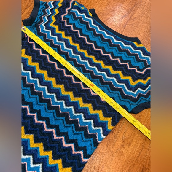 Missoni Dress Blue & Yellow Knit Sweater Women's Sz M Coogi Style Authentic - Picture 6 of 7